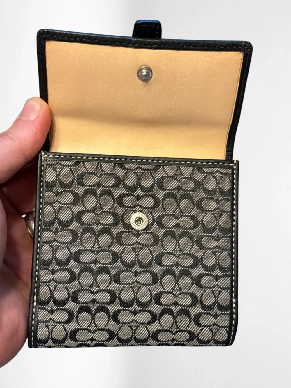 COACH Soho Signature Compact Wallet Black Jacquard Leather Buckle Y2K NWT - Picture 10 of 11